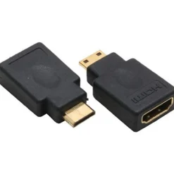 Inline HDMI Adapter High-Speed HDMI-Buchse auf HDMI Typ C Stecker Schwarz 4K / vergoldet