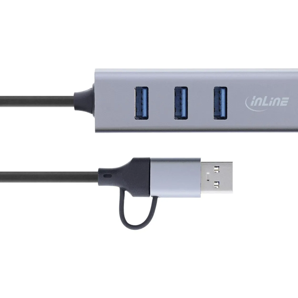InLine 4in1 Gigabit Hub, USB-C & USB-A, 1x RJ45, 3x USB 3.2 Gen.1