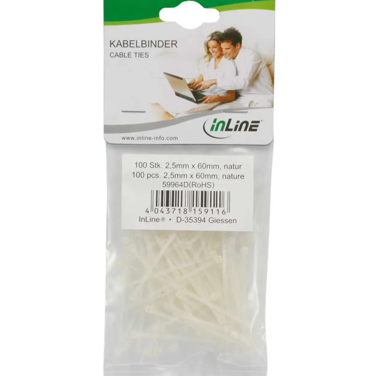 InLine Kabelbinder 2,5mm x100mm natur 100 Stück