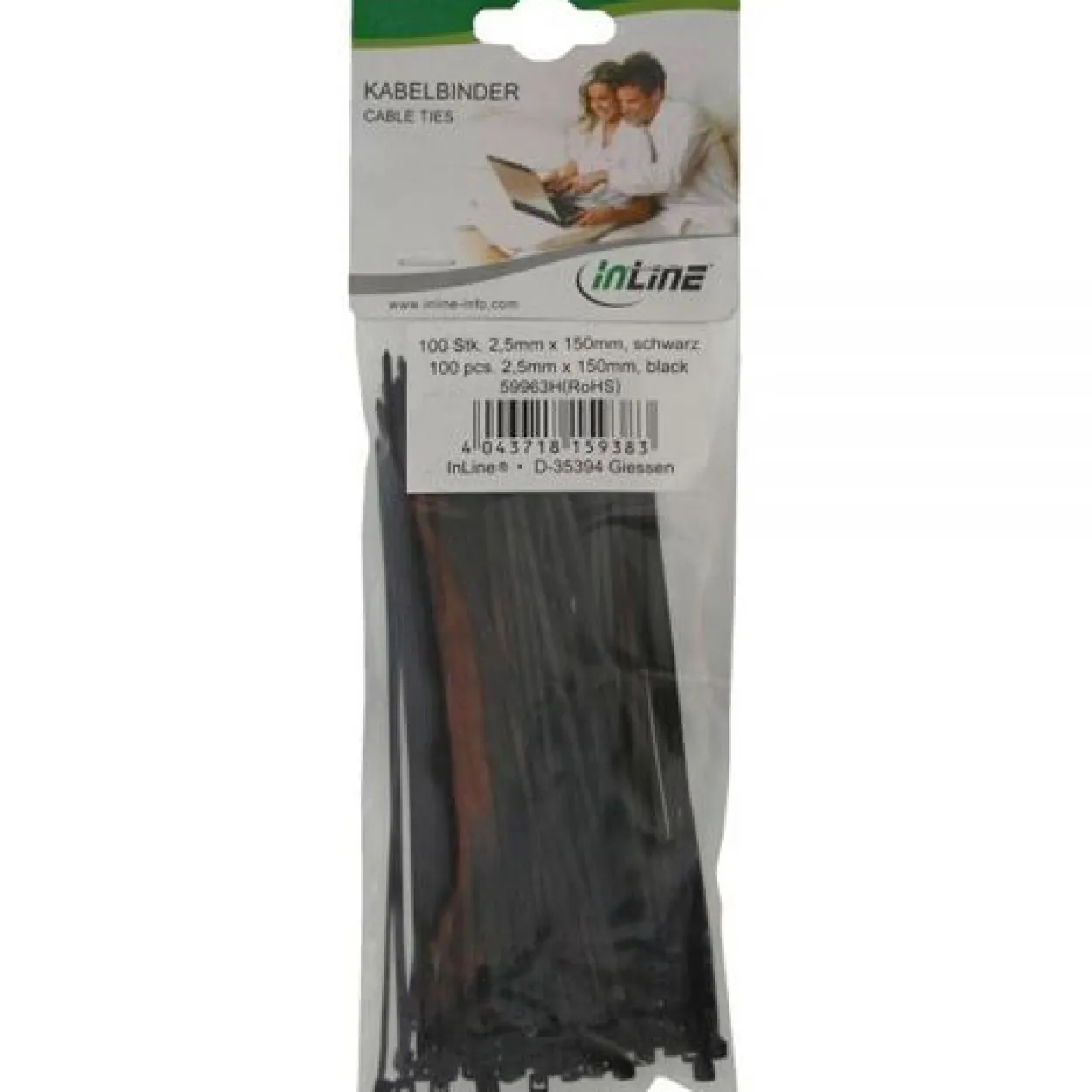 InLine Kabelbinder 2,5mm x150mm schwarz 100 Stück
