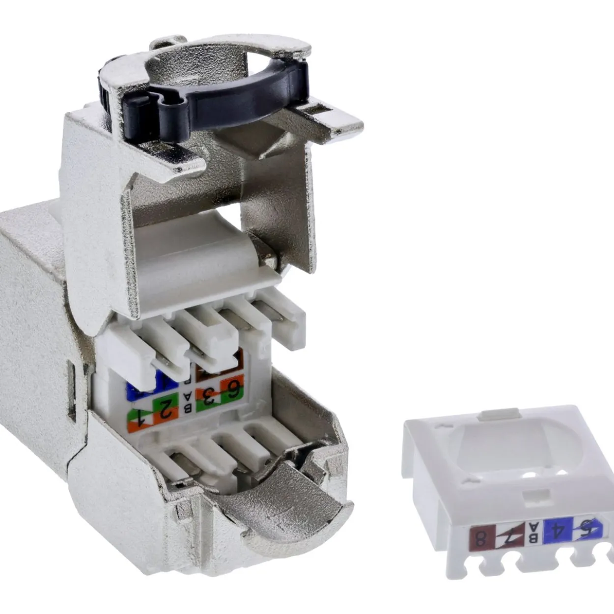 InLine Keystone RJ45 Buchse Slim, SNAP-In, Cat.8.1, integrierter Kabelbinder