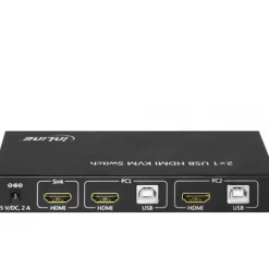 InLine KVM Desktop Switch, 2-fach, HDMI, USB 2.0 Hub, mit Audio