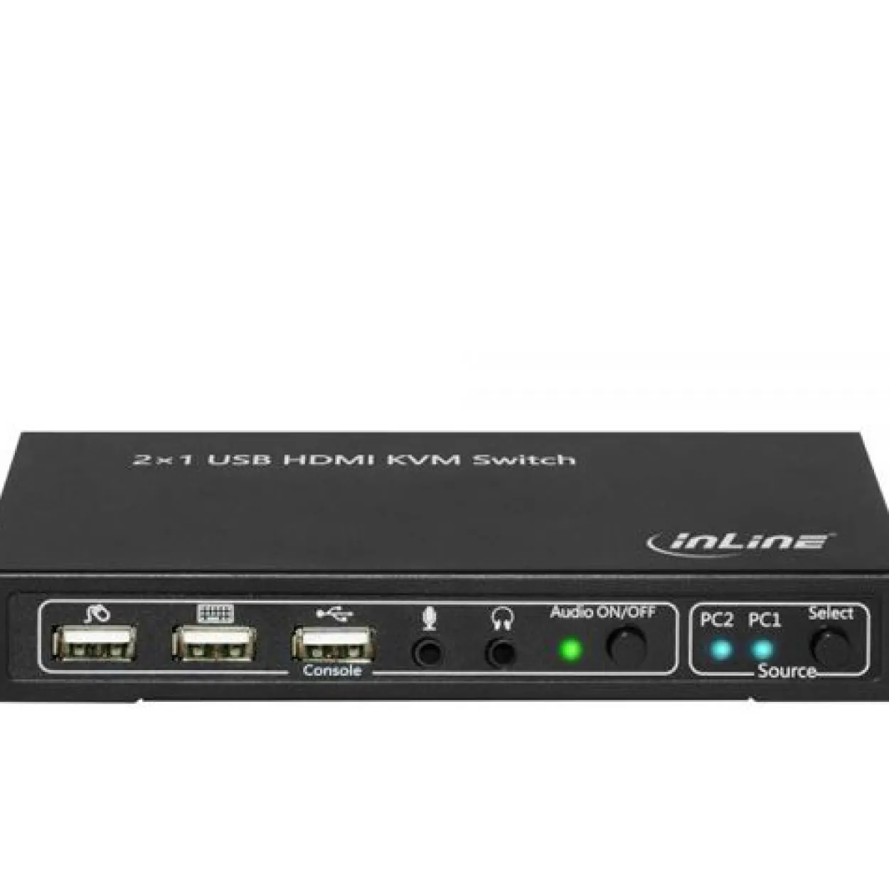 InLine KVM Desktop Switch, 2-fach, HDMI, USB 2.0 Hub, mit Audio