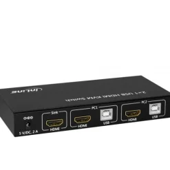 InLine KVM Desktop Switch, 2-fach, HDMI, USB 2.0 Hub, mit Audio