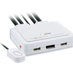 InLine KVM Switch 2-fach, Displayport 1.2, 4K, USB, mit Audio, integr. Kabel
