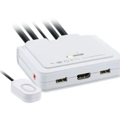 InLine KVM Switch 2-fach, HDMI, 4K, USB, mit Audio, integr. Kabel
