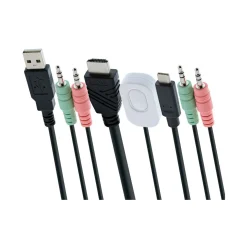 InLine KVM Switch, 2-fach, USB-C + HDMI zu HDMI, 4K, mit Audio, integr. Kabel