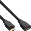 InLine Micro-USB Verlängerung USB 2.0 Micro-B Stecker auf Buchse, schwarz, vergoldete Kontakte, 3m