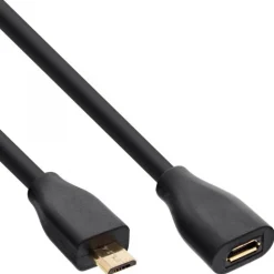 InLine Micro-USB Verlängerung USB 2.0 Micro-B Stecker auf Buchse, schwarz, vergoldete Kontakte, 3m