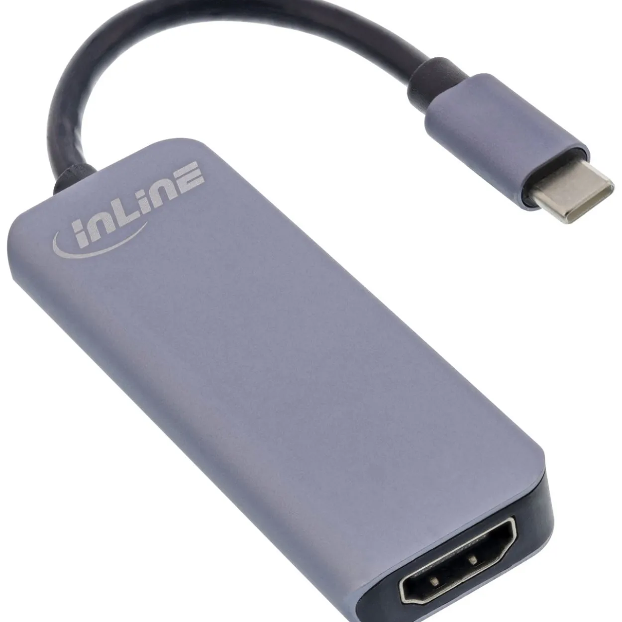 InLine Multifunktions-Hub USB 3.2 Gen.1, 2x USB-A 5Gb/s + HDMI 4K/30Hz + USB Typ-C PD 87W, Aluminium, grau
