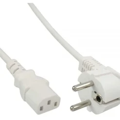 InLine Netzkabel, Schutzkontakt gewinkelt auf Kaltgerätestecker C13, weiß, 3m