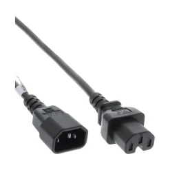 InLine Netzkabelverlängerung, Warmgerätestecker gerade C15 auf Buchse gerade C14, 0,5m, schwarz