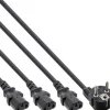 InLine Netz-Y-Kabel, 1x Schutzkontaktstecker zu 3x Kaltgerätestecker, Version 3 (2m+1/3/2m)