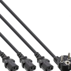 InLine Netz-Y-Kabel, 1x Schutzkontaktstecker zu 3x Kaltgerätestecker, Version 3 (2m+1/3/2m)