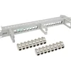 InLine Patchfeld Cat.6A 16-fach, mit 3 Bügeln, 16 Keystones, 19", 1HE, grau