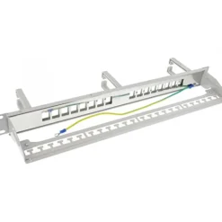 InLine Patchfeld Cat.6A 16-fach, mit 3 Bügeln, 16 Keystones, 19", 1HE, grau
