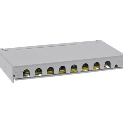 InLine Patchfeld Cat.6A 0,5HE 8-fach, für Tisch/Wand/Hutschiene, mit Staubschutz, grau