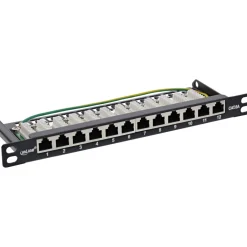 10" InLine Patchfeld Cat.6A 0,5HE 12-fach, schwarz, RAL9005