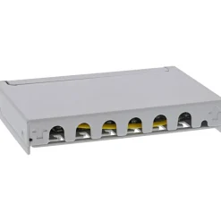 InLine Patchfeld Cat.6A 0,5HE 6-fach, für Tisch/Wand/Hutschiene, mit Staubschutz, grau