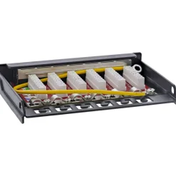 InLine Patchfeld Cat.6A 0,5HE 6-fach, für Tisch/Wand/Hutschiene, mit Staubschutz, schwarz