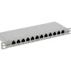 10" InLine Patchfeld Cat.6A 0,5HE 12-fach, lichtgrau, RAL7035