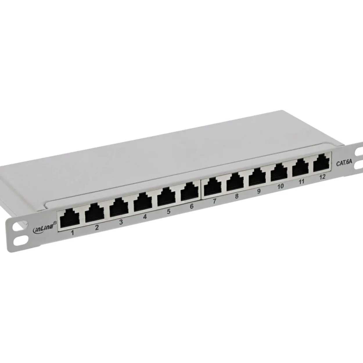 10" InLine Patchfeld Cat.6A 0,5HE 12-fach, lichtgrau, RAL7035