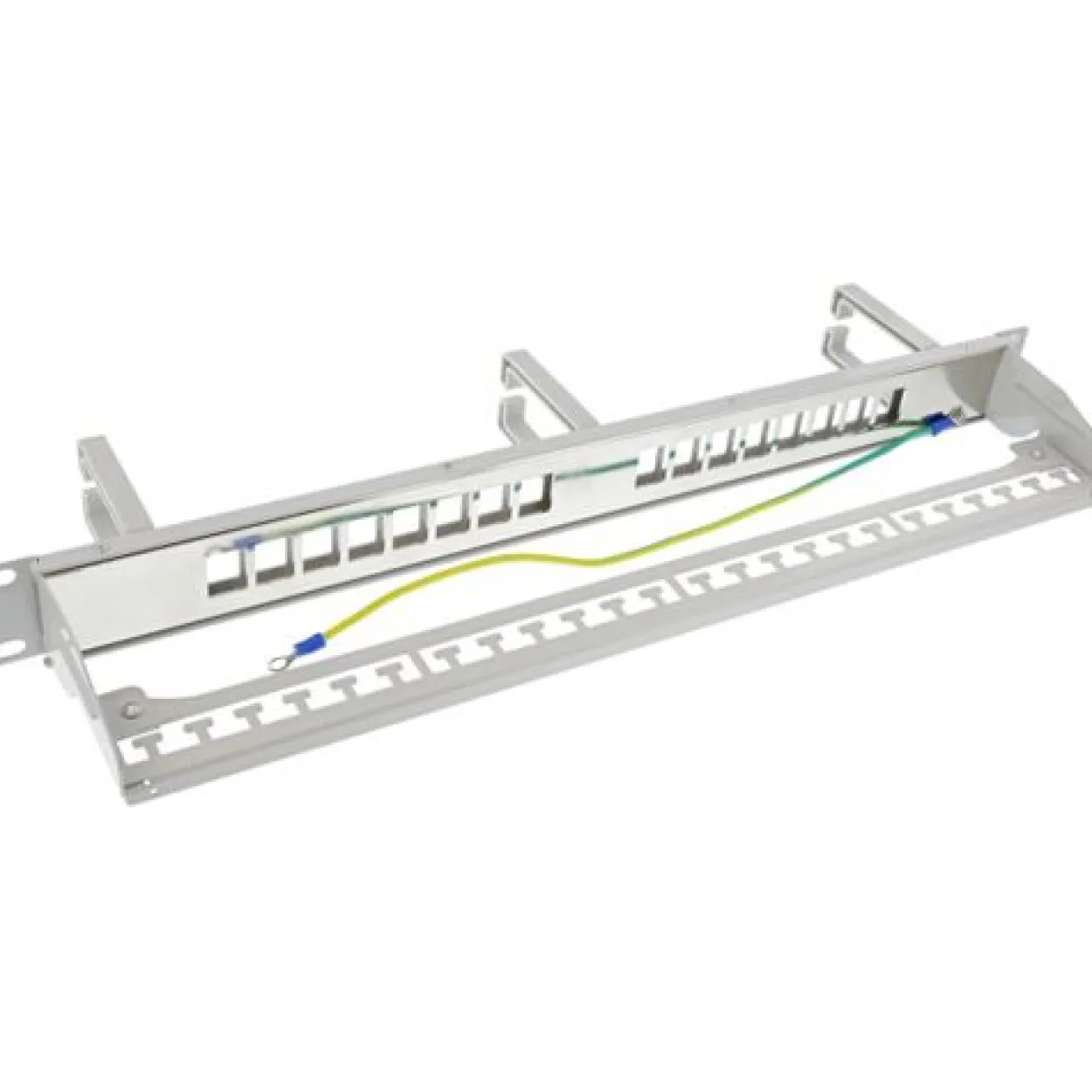 InLine Patchfeld 16-fach, Keystone Leerblech mit 3 Bügeln, 19", 1HE, grau