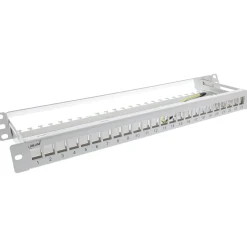InLine Patchfeld 24-fach, Keystone Snap-In Leerblech Patchpanel, 48,26cm (19"), 1HE, lichtgrau RAL7035 (76824J)