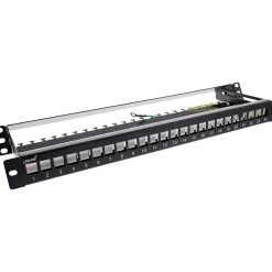 InLine Patchfeld 24-fach, Keystone Snap-In Leerblech Patchpanel, 48,26cm (19