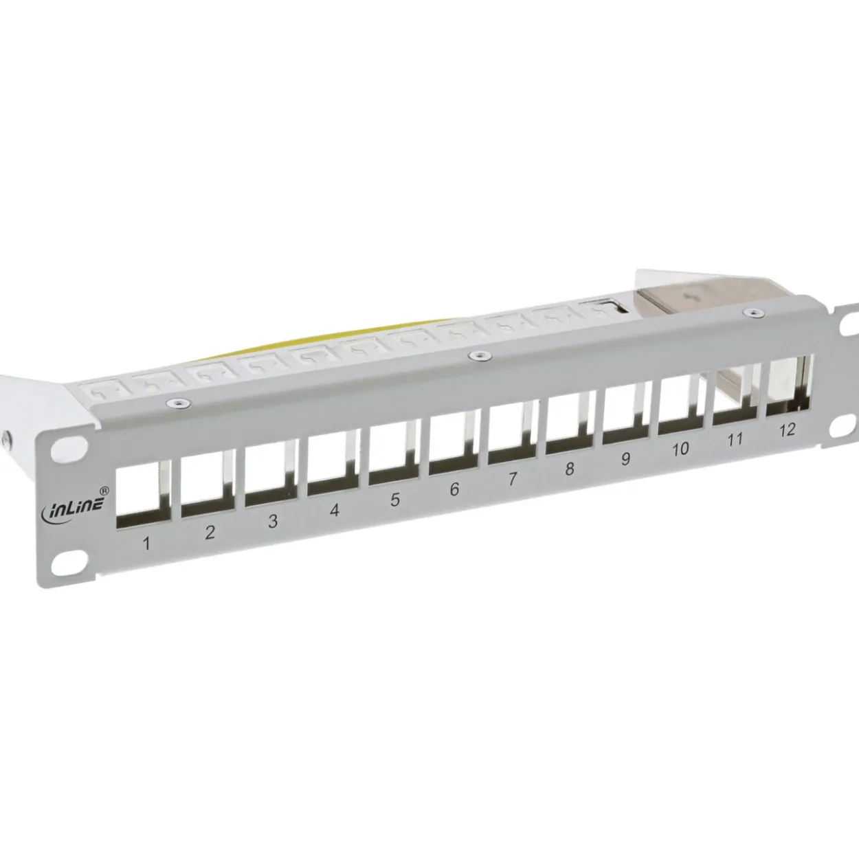 InLine 10" Patchpanel Leerblech 12-fach, für Keystone Module, 1HE, RAL 7035 grau