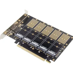 InLine Schnittstellenkarte, PCIe x16 zu 5x M.2 Key B SATA, inkl. Low-Profile