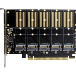 InLine Schnittstellenkarte, PCIe x16 zu 5x M.2 Key B SATA, inkl. Low-Profile