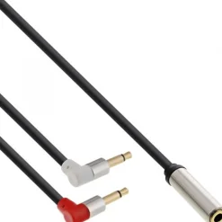 InLine Slim Audio Kopfhörer Flugzeug-Adapterkabel, 2x 3,5mm Klinke ST an 3,5mm Klinke BU 3pol., 0,15m 99251
