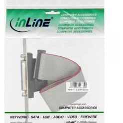 InLine Slotblech Parallel mit 25pol Sub D Buchse an 26-pin Buchsenleiste 0,5m
