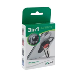 InLine Smartphone 3-in-1 KFZ-Halter, Ständer, Finger Halterung, selbstklebender Handygriff, Smartphonehalter, Selfie Handyhalter, rosegold