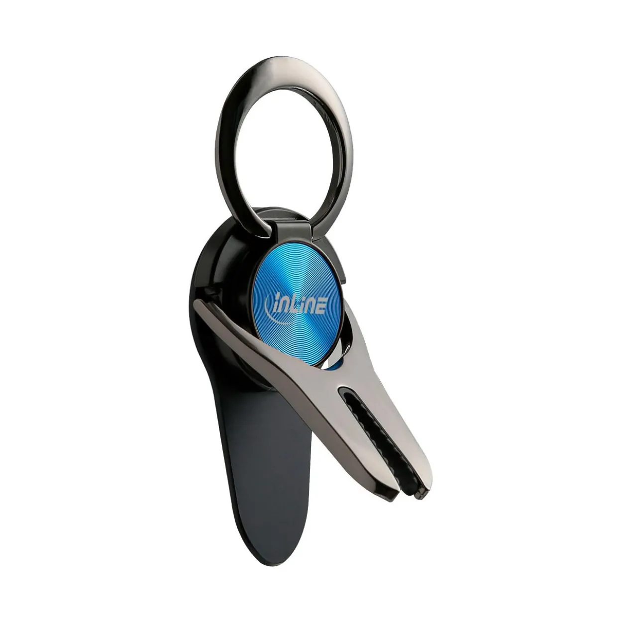 InLine Smartphone 3-in-1 KFZ-Halter, Ständer, Finger Halterung, selbstklebender Handygriff, Smartphonehalter, Selfie Handyhalter, blau