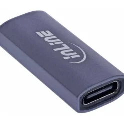 InLine USB4 Adapter, USB-C Buchse/Buchse, Aluminium, grau