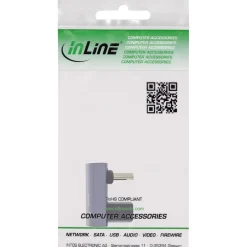 InLine USB4 Adapter, USB-C Stecker/Buchse 180°, Aluminium, grau