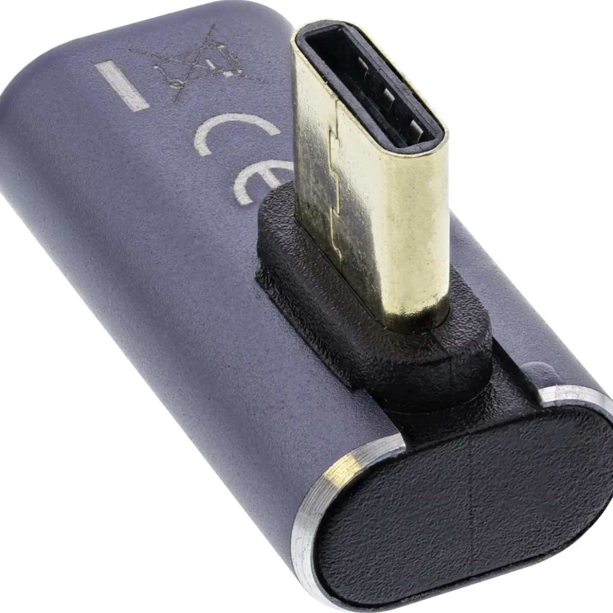InLine USB4 Adapter, USB Typ-C Stecker/Buchse vertikal rechts/links gewinkelt, Aluminium, grau