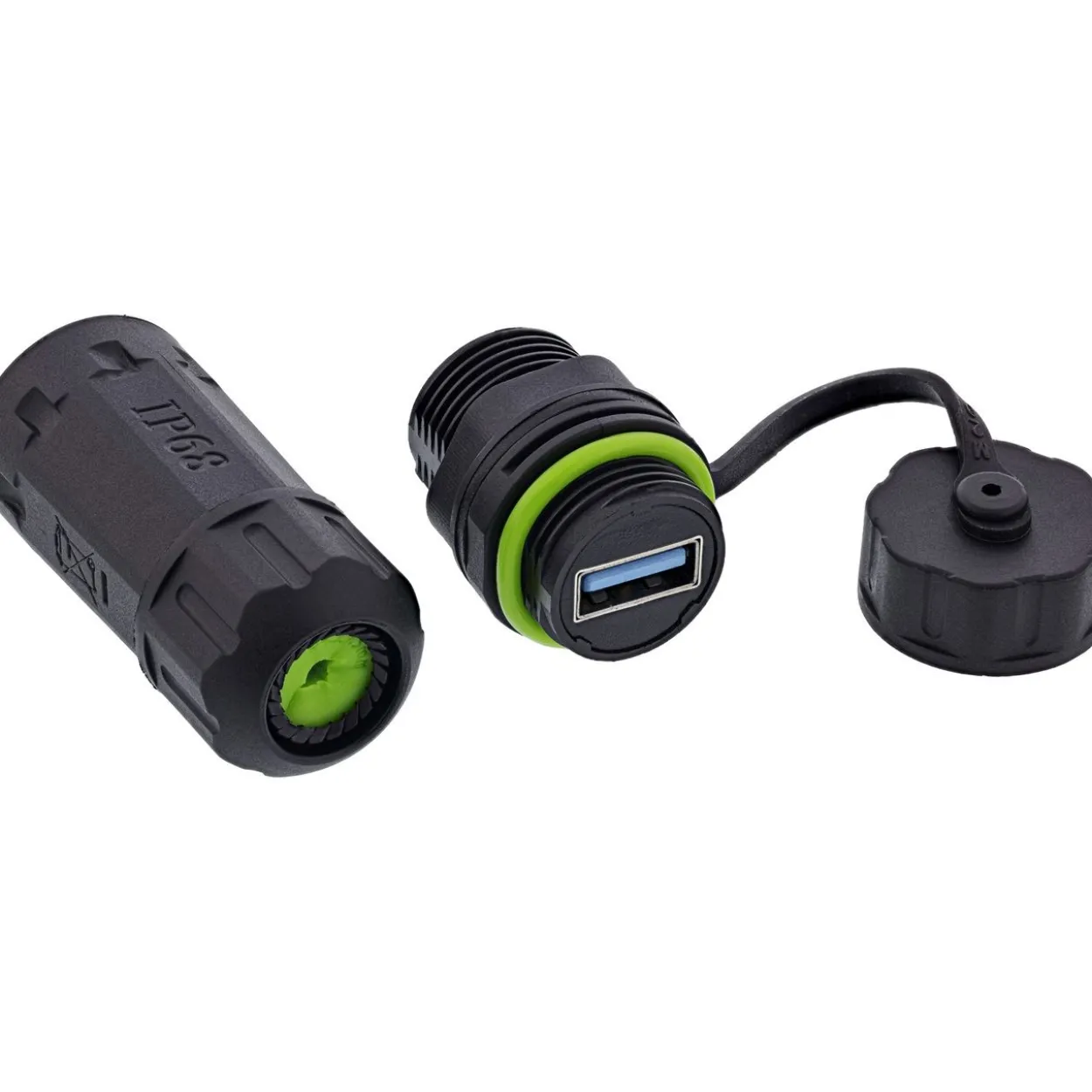 InLine USB-A-Kabelkupplung, kurz, IP68, 2x USB-A Buchse, geschirmt