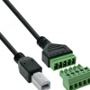 InLine USB-B Stecker an Terminalblock, 5-polig, mit Kabel