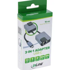InLine USB-C 3-in-1 Adapter, Gigabit, Audio, PD 3.0