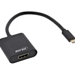 InLine USB Display Konverter, USB-C Stecker zu HDMI Buchse (DP Alt Mode), 4K2K, schwarz, 0.2m