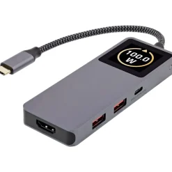 InLine USB 3.2 Gen.2 Hub, 3x USB-C, 2x USB-A, HDMI 4K, PD 100 W, Display, grau