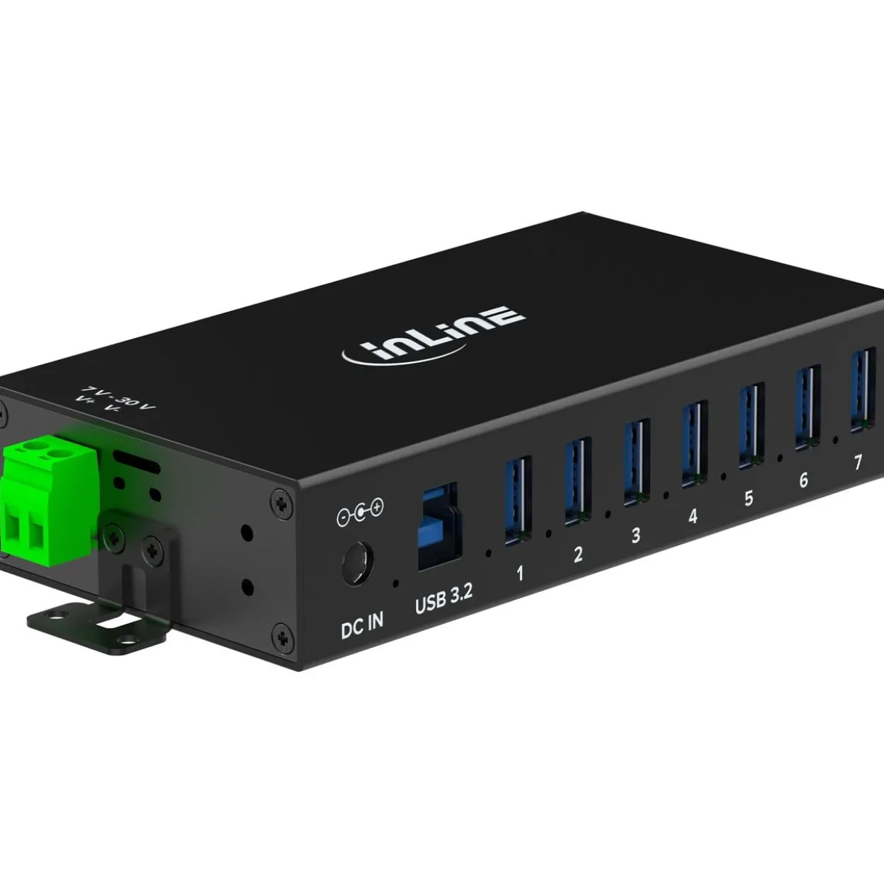 InLine USB 3.2 Gen.1 Industrie-Hub, 7 Port, Aluminiumgehäuse, mit Netzteil