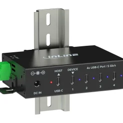 InLine USB 3.2 Gen.1 Industrie-Hub, USB-C, 4-Port, mit Netzteil
