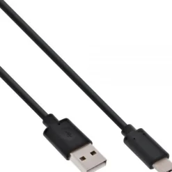 InLine USB 2.0 Kabel, Typ C Stecker an A Stecker, schwarz, 1m