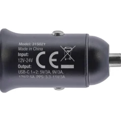 InLine USB KFZ Stromadapter Power Delivery, 2x USB Typ-C, schwarz