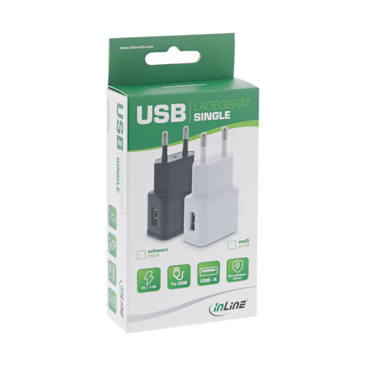 InLine USB Ladegerät Single, Netzteil, Stromadapter, 100-240V zu 5V/1,2A, weiß