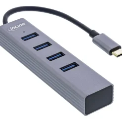 InLine USB 3.2 USB-Typ C Multi Hub (4x USB-A 5Gb/s), OTG, Metallgehäuse